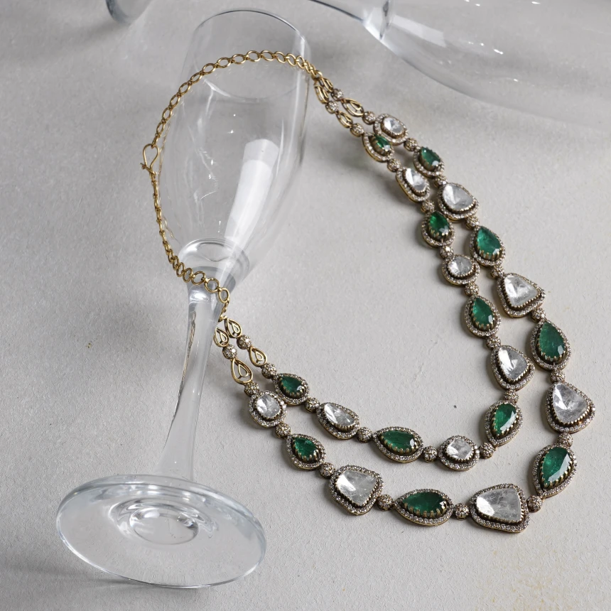 Emerald Riwaayat Polki Necklace