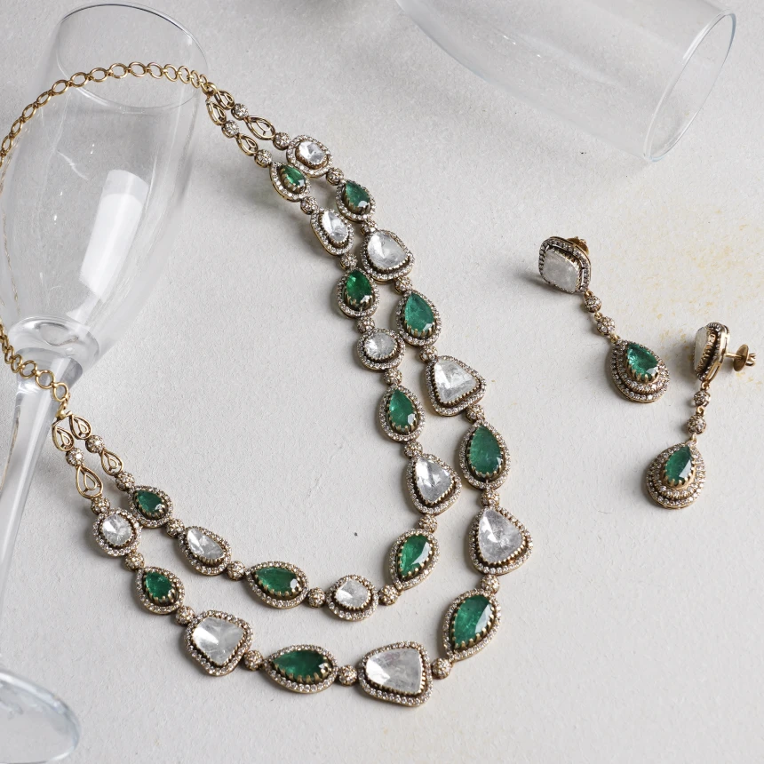 Emerald Riwaayat Polki Necklace