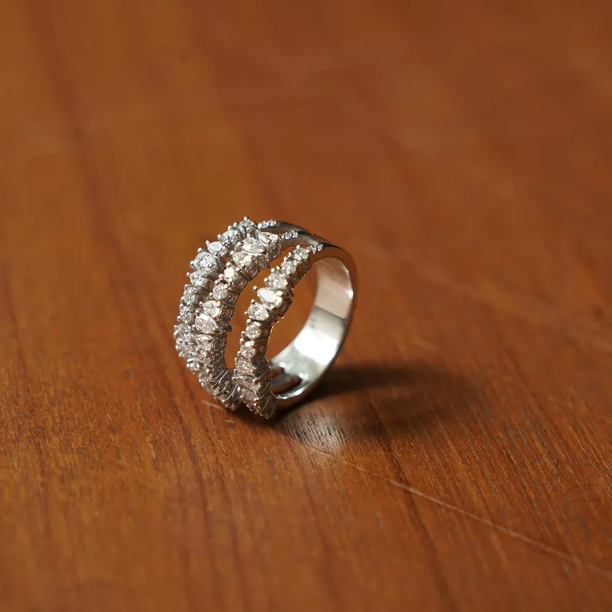 Fancy Three Line Diamond Ring