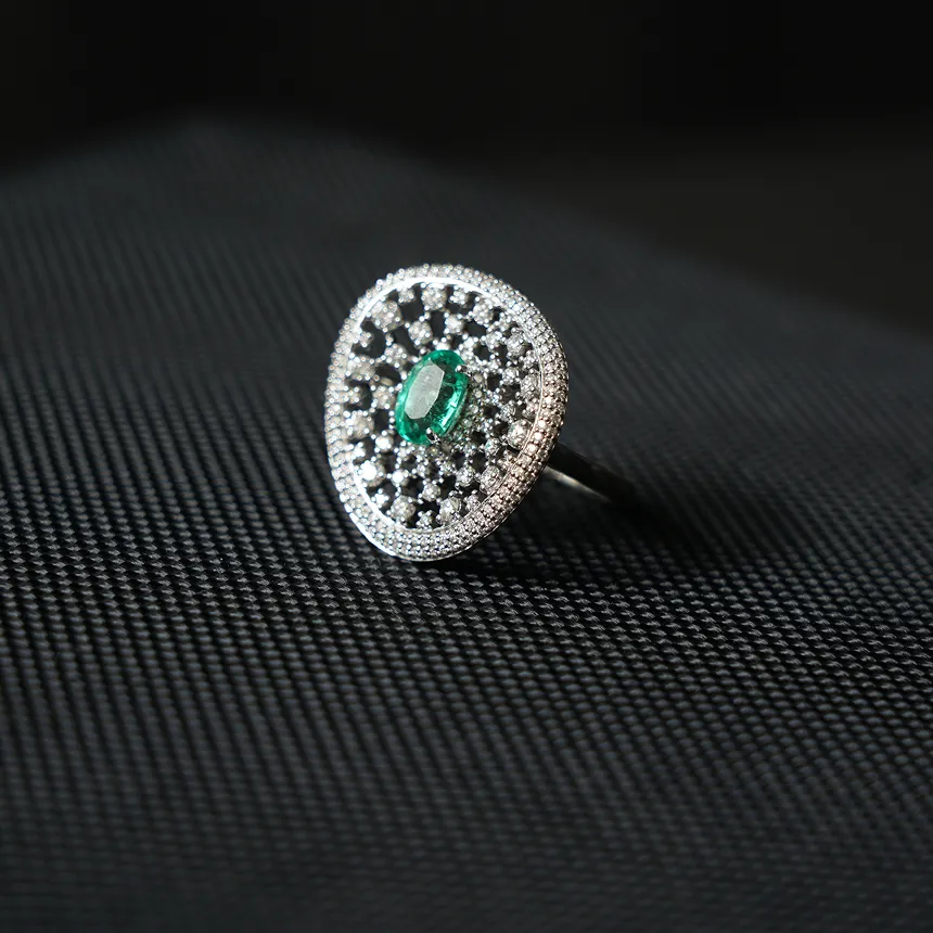 Evra Emerald and Diamond Ring