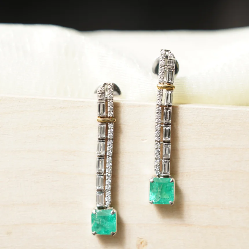 Emerald Linea Diamond Earrings