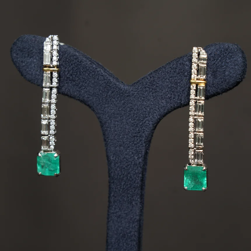 Emerald Linea Diamond Earrings