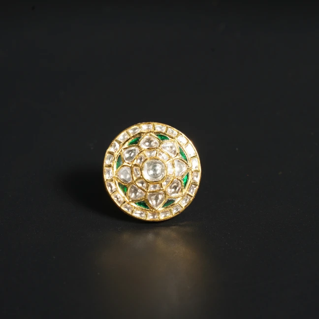 Rajwadi Kundan Meenakari Ring