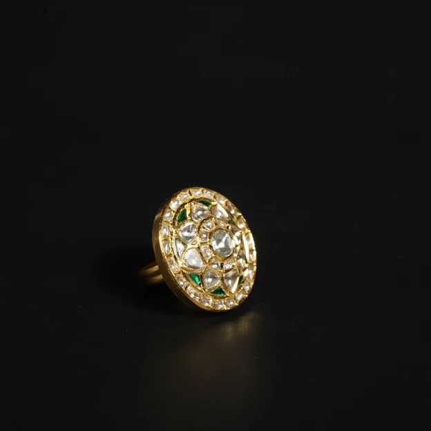 Rajwadi Kundan Meenakari Ring